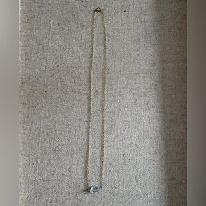 Dainty Gold Necklace with Aquamarine Pendant